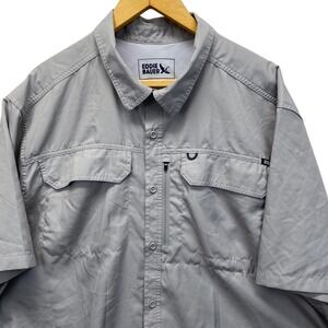 Eddie Bauer Fishing Shirt Mens XXL Gray Short Sleeve Ripstop Ventilated Outdoor